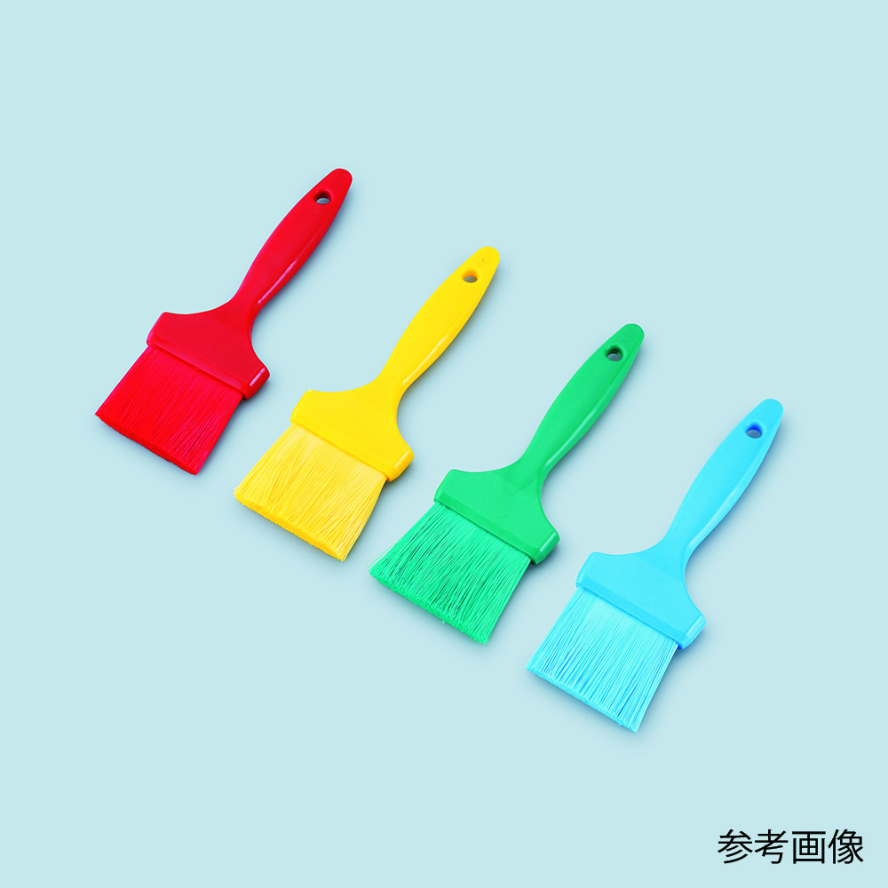 サーモンレジンブラシ　210×75×50mm　ソフト　緑 商品全体が斜めから撮影され、柔らかいブラシの毛先が広がっている様子。