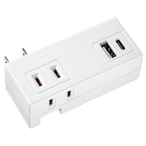 ﾓﾊﾞｲﾙﾀｯﾌﾟ (AC×2個口･USB-A×1･Type-C×1) ﾎﾜｲﾄ 1個画像