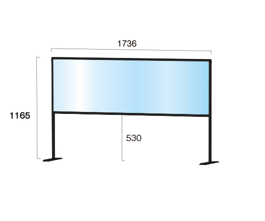 ブラックパーテーションスタンド　600×1700mm　ハイ 高い位置で伸びた黒いパーテーション、足元は安定している様子