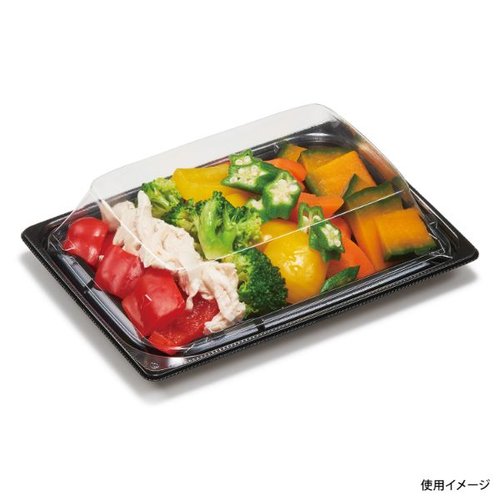 惣菜容器 バイオカップ 優枠 18-13B 黒 リスパック 黒いカップが斜め上から見える状態で、底面に印刷されたブランド名が部分的に見える。