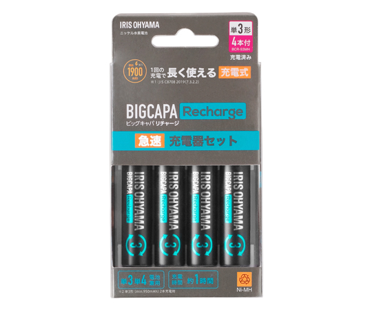 ビックキャパ リチャージ 急速充電器セット 単3形4個付画像