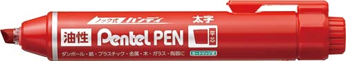 ノック式油性マーカーハンディ　平芯・太字　赤１０本画像