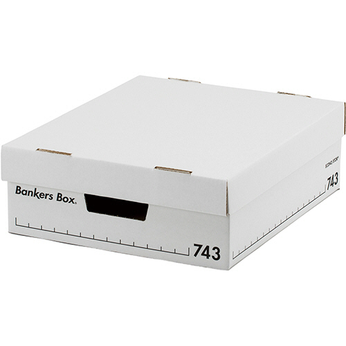 ﾊﾞﾝｶｰｽﾞﾎﾞｯｸｽ 743sﾎﾞｯｸｽ A4ﾊｰﾌふた付 ﾎﾜｲﾄ/ﾌﾞﾗｯｸ 1ｾｯﾄ(30個:6個×5ﾊﾟｯｸ)画像