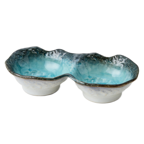 小鉢 2つ仕切り 19cm ボウル KANADE 陶器 青画像