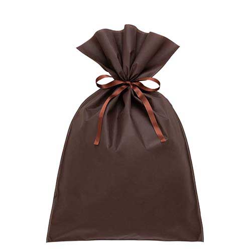 ソフトバッグベーシック2穴リボン巾着 S8 厚 ダークブラウン画像