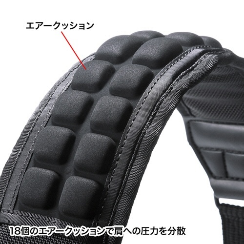 AIRセルショルダーベルト　ストレートタイプ　1個 厚みのあるクッションに包まれたショルダーベルトの側面