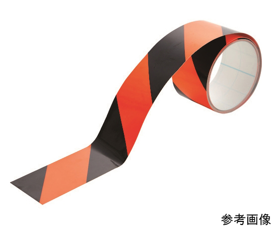 蛍光トラ柄ラインテープ50mmx10m　オレンジxブラック画像