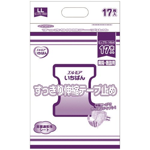 ｴﾙﾓｱ いちばん すっきり伸縮ﾃｰﾌﾟ止め LL 1ﾊﾟｯｸ(17枚)