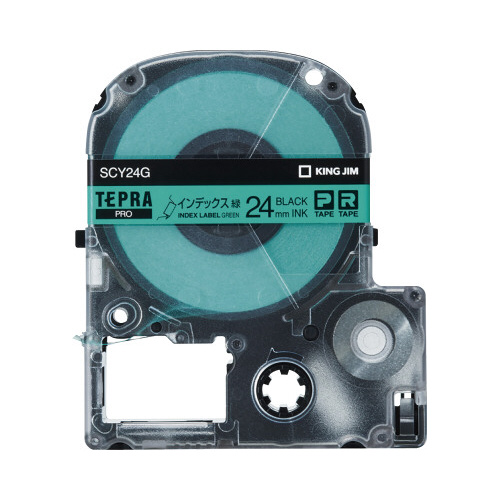 テプラ　ＰＲＯテープ　インデックス緑ラベル　黒文字画像