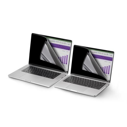 のぞき見防止プライバシーフィルター　13.3型MacBook　Pro　M1/M2　2020/2022対応　1枚 正面から撮影されたプライバシーフィルターが装着されたMacBookの画面の様子