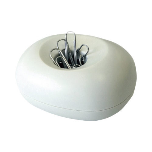 クリップケース　ゼムクリップ５０ｇ付き　白　３個