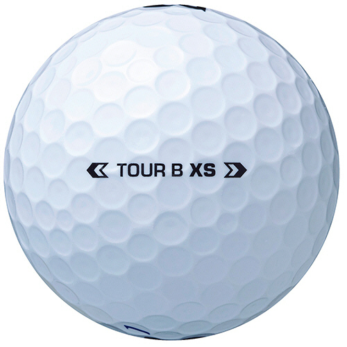 ゴルフボール TOUR B XS 2025年モデル パールホワイト 1箱(12個) 正面から見たパッケージの全体像、光沢のある表面が特徴的