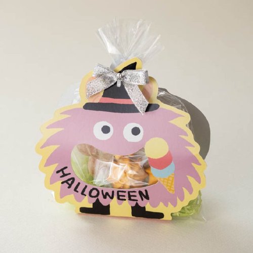 ハロウィンカバーバッグセット-3(10枚) ヘッズ カラフルなデザインが施された袋が束ねられた様子