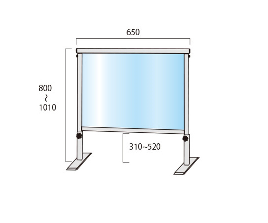 スライドパーテーション　450×600mm 透明なスライド素材で構成されたパーテーションの斜めの見え方