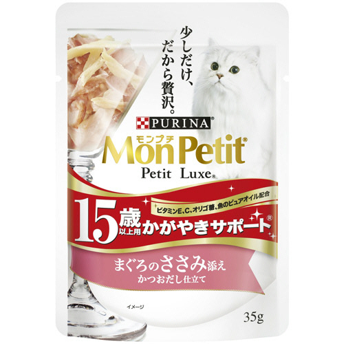 ﾓﾝﾌﾟﾁﾌﾟﾁﾘｭｸｽﾊﾟｳﾁ15歳以上 まぐろのささみ添え 35g 1ｾｯﾄ(12ﾊﾟｯｸ)画像