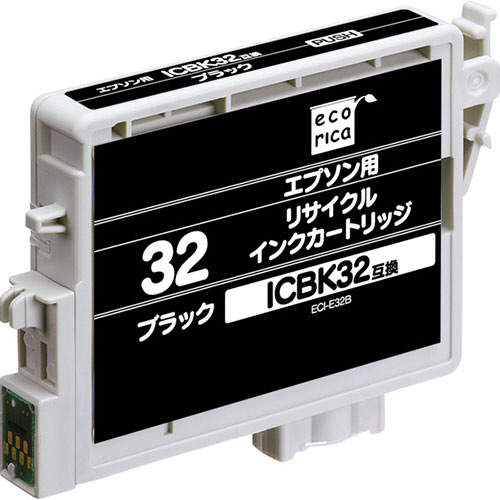 ﾘｻｲｸﾙｲﾝｸｶｰﾄﾘｯｼﾞ ﾌﾞﾗｯｸ(染料) [ｴﾌﾟｿﾝ:ICBK32互換] ECI-E32B 1個画像