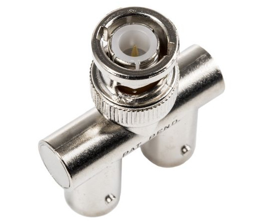 同軸変換アダプタ　T型分岐　BNC　プラグ-BNC-ジャック-ジャック　ニッケル