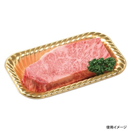 オードブル容器 ティアラ角皿A12-30 本体 金 エフピコ 金色で光沢のある角皿が美しく配置された状態