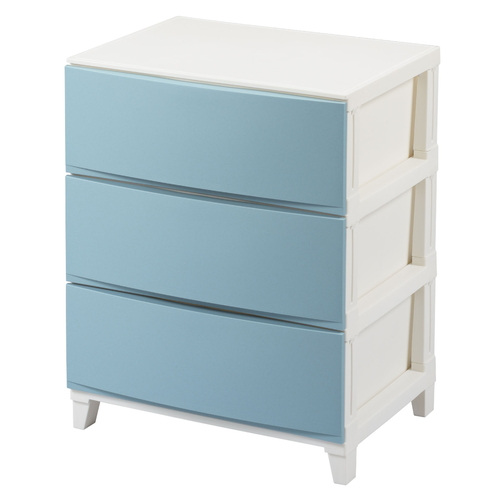 チェスト 3段 幅54×奥行42×高さ68cm ルームスシェード サンドブルー画像