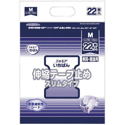 ｴﾙﾓｱ いちばん 伸縮ﾃｰﾌﾟ止め ｽﾘﾑ M 1ﾊﾟｯｸ(22枚)画像