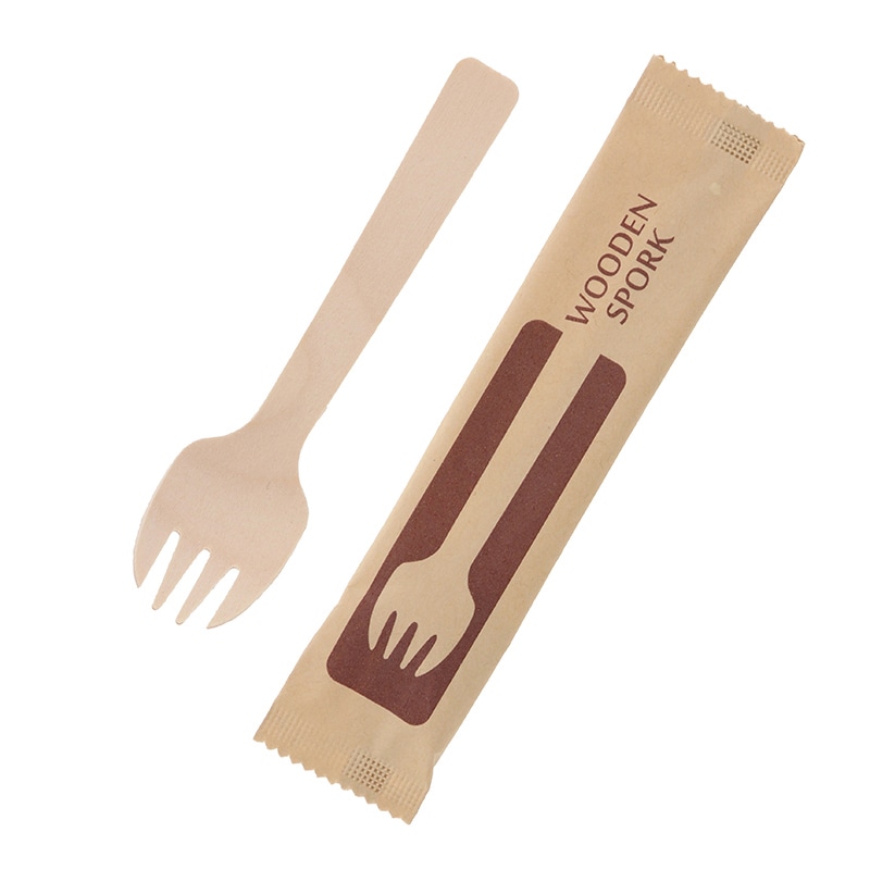 木製フォークスプーン１０５ｍｍ未晒紙完封１００本入
