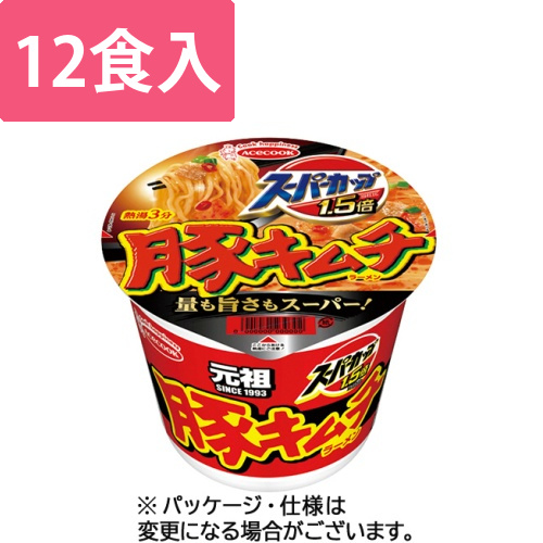 スーパーカップ1.5倍　豚キムチラーメン　107g　1ケース(12食)画像