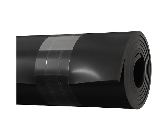ゴムシート　5mm×200mm×1m 表面に光沢があり、曲げられた状態のゴム素材が確認できる実物