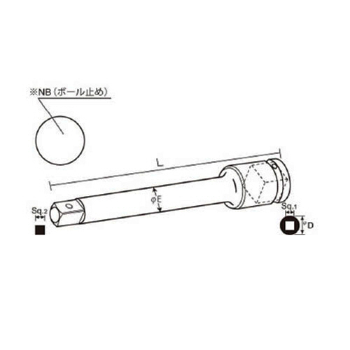 ﾅｯｸ ｴｸｽﾃﾝｼｮﾝﾊﾞｰ 差込角12.7×100L 1個画像