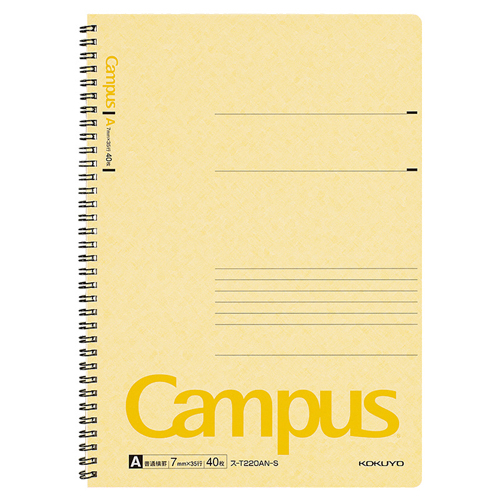 ｷｬﾝﾊﾟｽ ﾂｲﾝﾘﾝｸﾞﾉｰﾄ A4 A罫 40枚 黄 1冊画像