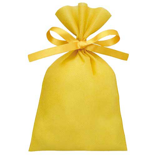 ソフトバッグベーシック2穴リボン巾着 S2 薄 イエロー画像