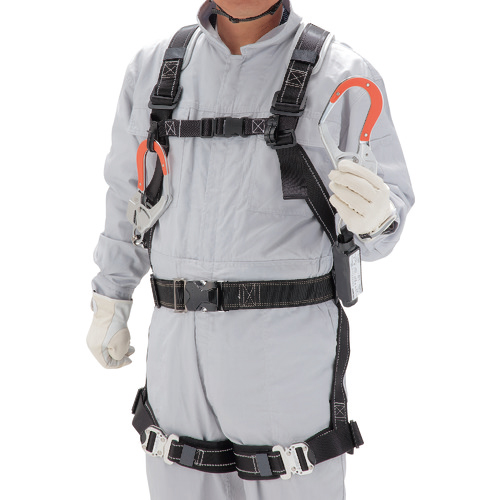 ﾌﾙﾊｰﾈｽ型 巻取式(小型)ﾀｲﾌﾟ1 ﾀﾞﾌﾞﾙﾗﾝﾔｰﾄﾞ(赤色樹脂蛍光ﾌﾟﾚｰﾄﾌｯｸ) 1本画像