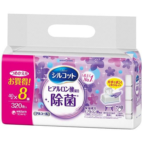 ｼﾙｺｯﾄｳｪｯﾄﾃｨｯｼｭ ｱﾙｺｰﾙﾀｲﾌﾟ除菌 つめかえ用 1ｾｯﾄ(1280枚:320枚×4ﾊﾟｯｸ)画像