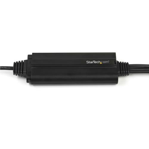 USB接続ビデオキャプチャーケーブル/S端子&コンポジット-USB2.0　ビデオキャプチャーユニット　1本 ケーブルが直線的に配置された状態、コネクタ部分の詳細が見える様子