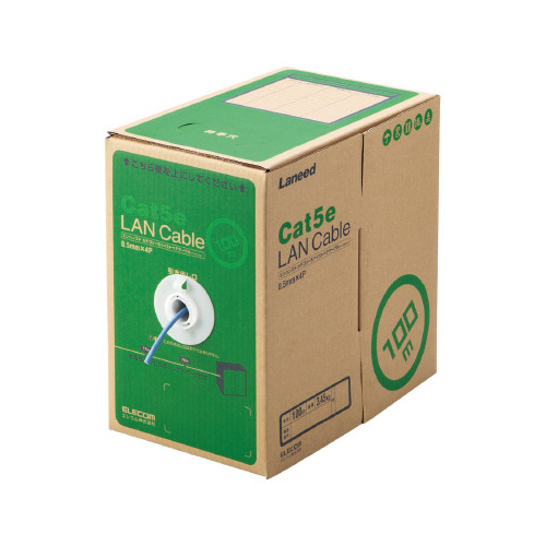 自作用LANケーブル箱　カテゴリ5E　青　100m