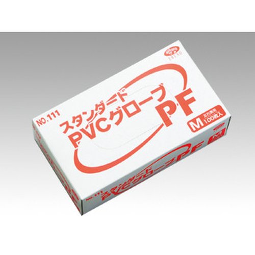 塩ビ手袋 介護用プラスチックグローブ No.111 粉なし M エブノ画像