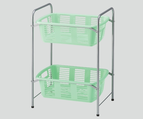 脱衣カゴワゴン・ラック2段式 マスカットグリーン アジャスター付画像