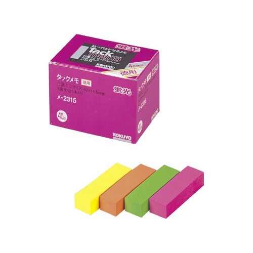 タックメモ徳用ふせん　５０×１５　蛍光４色２５冊画像