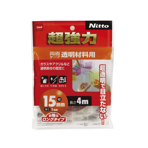 超強力両面ﾃｰﾌﾟ 透明材料用 15mm×4m 1巻画像