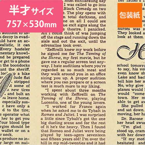 包装紙 フェザーイニシャル（薄茶・半才）画像