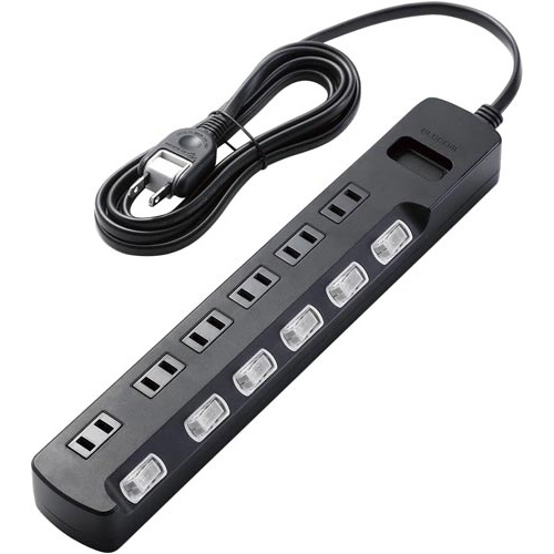 雷ガードタップ個別スイッチ６個口２．５ｍ　ブラック画像