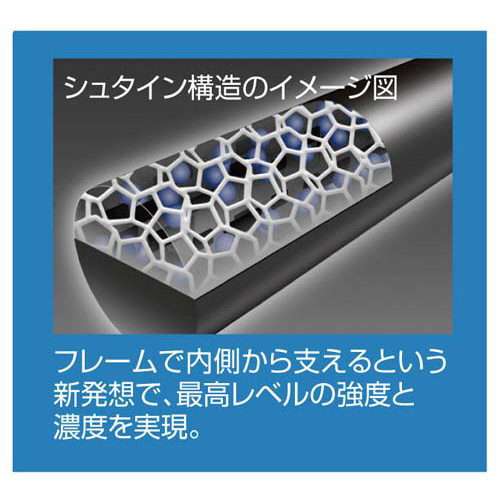 アイン替芯 シュタイン0.5mm HB 10個 パッケージが横向きに置かれ、中身の替芯が透けて見える状態