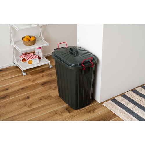ゴミ箱　タフカン60L　チャコールグレー 堅牢なデザインでチャコールグレーの堅牢な外観が見える状態