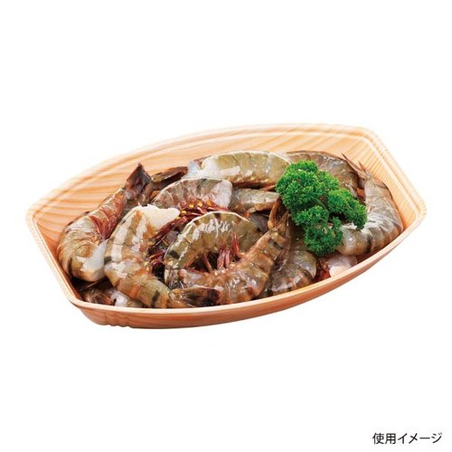 発泡トレー FL芝舟21-14 日光 エフピコ 透明な発泡トレーが重なり、上面にストライプ模様が見える状態
