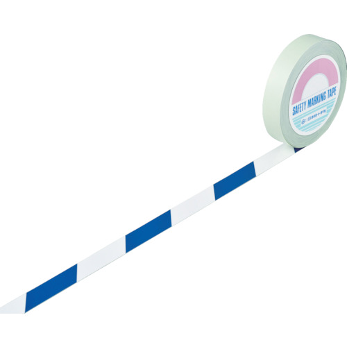 ｶﾞｰﾄﾞﾃｰﾌﾟ(ﾗｲﾝﾃｰﾌﾟ) 白/青(ﾄﾗ柄) 25mm幅×20m 1巻画像