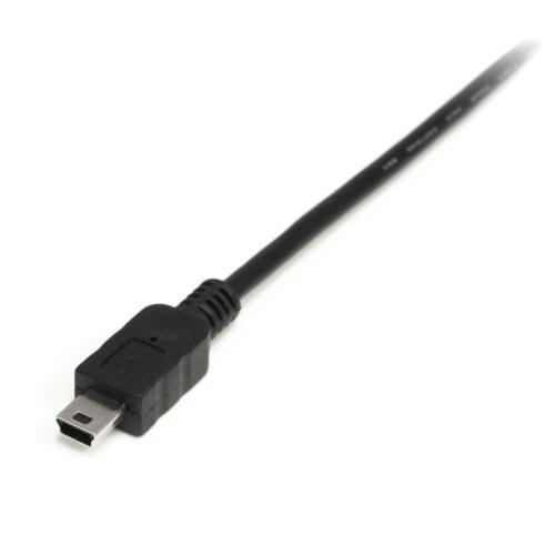 ミニUSB2.0ケーブル　2m　A(オス)-Mini　B(オス)　ブラック　1本 黒いケーブルが整然と巻かれた状態