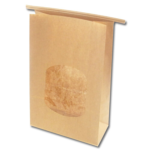 テープ不要！ワイヤータイの付いたクラフト窓付き角底袋