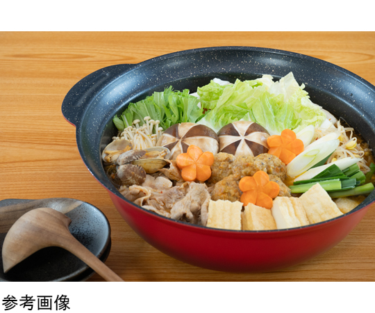 なごみ丈膳 IH対応 フチ付卓上鍋 18cm 高級感のある木製のフチに囲まれた鍋が真上から見える状態