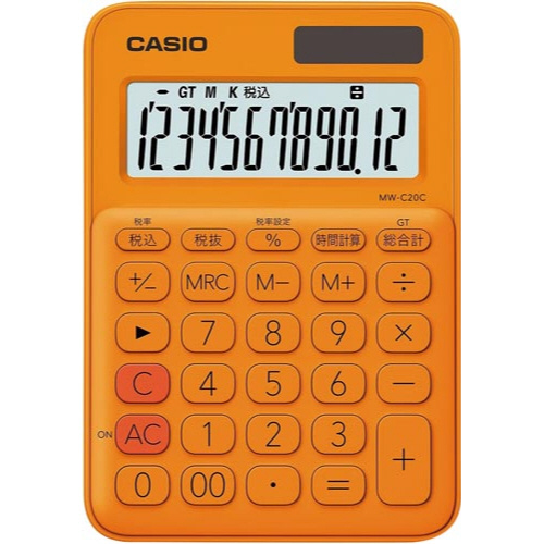 カラフル電卓ＭＷ－Ｃ２０Ｃ－ＲＧ　オレンジ画像