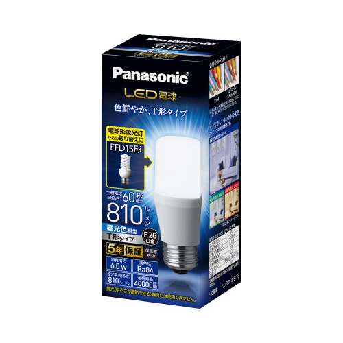 ＬＥＤ電球　Ｔ形タイプ　６．０Ｗ　昼光色相当画像