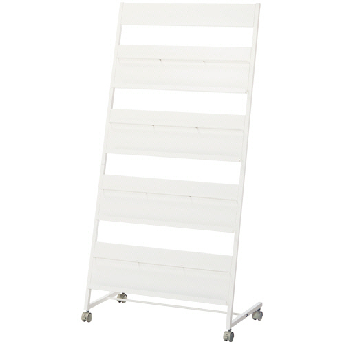 ﾊﾟﾝﾌﾚｯﾄｽﾀﾝﾄﾞ 4段 ﾎﾜｲﾄ ｷｬｽﾀｰ付 1台画像